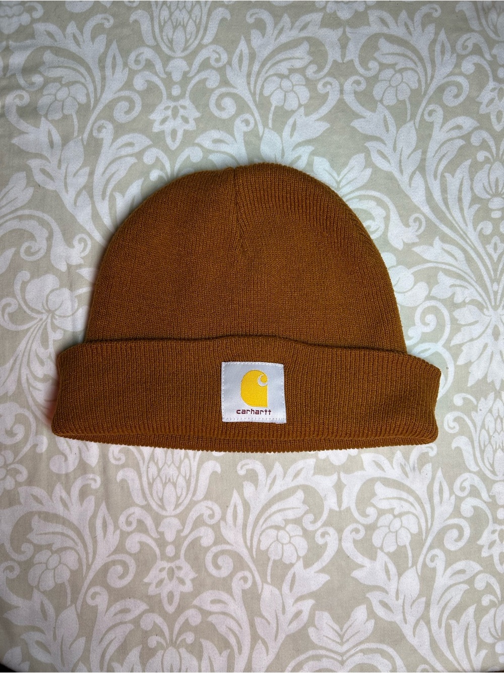 Carhartt women’s brown Fold-Over Watch Beanie with Logo Patch